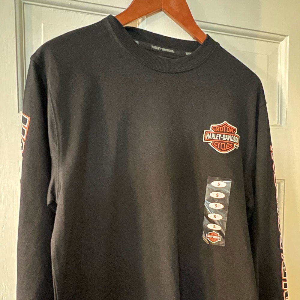 Harley-Davidson Long Sleeve Men’s Tee with Embroidered Logo - Black